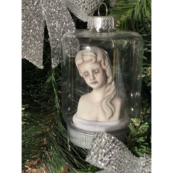 OOAK Creepy Odd Haunted Ghost Doll Head Gothic Christmas Decor Tree Ornament - Picture 1 of 7